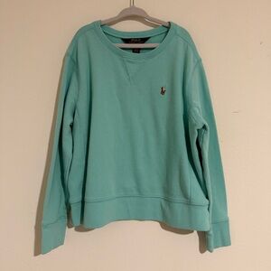 Girls POLO Ralph Lauren Teal Blue Boxy Pullover Sweatshirt Medium 8-10